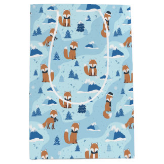 Frosty Winter Foxes Medium Cadeauzakje