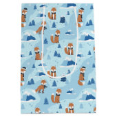 Frosty Winter Foxes Medium Cadeauzakje (Achterkant)