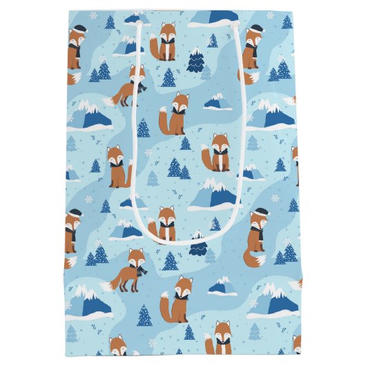 Frosty Winter Foxes Medium Cadeauzakje (Achterkant)
