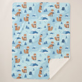 Frosty Winter Foxes Sherpa Deken (Voorkant)