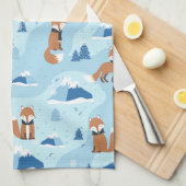 Frosty Winter Foxes Theedoek (Quarter Fold)