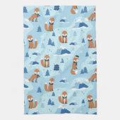 Frosty Winter Foxes Theedoek (Verticaal)