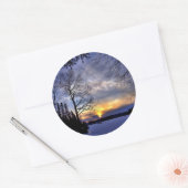 Frosty Winter Night Ronde Sticker (Envelop)