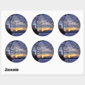 Frosty Winter Night Ronde Sticker (Vel)