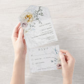 Frosty Winter Pastel Bloemen Modern Geen Diner All In One Uitnodiging (Afscheurbaar)