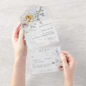 Frosty Winter Pastel Bloemen Moderne Details All In One Uitnodiging (Afscheurbaar)