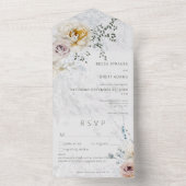 Frosty Winter Pastel Bloemen Moderne Details All In One Uitnodiging (Binnen)