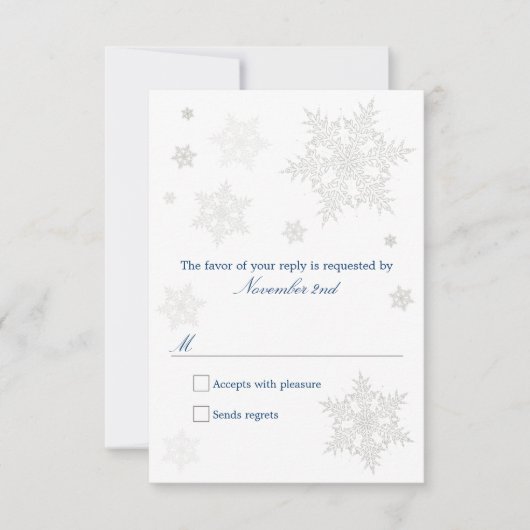 Frosty Winter Snowflake RSVP-kaart RSVP Kaartje (Voorkant)