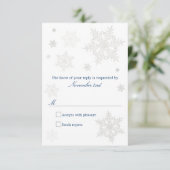 Frosty Winter Snowflake RSVP-kaart RSVP Kaartje (Staand voorkant)