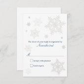 Frosty Winter Snowflake RSVP-kaart RSVP Kaartje (Voorkant / Achterkant)