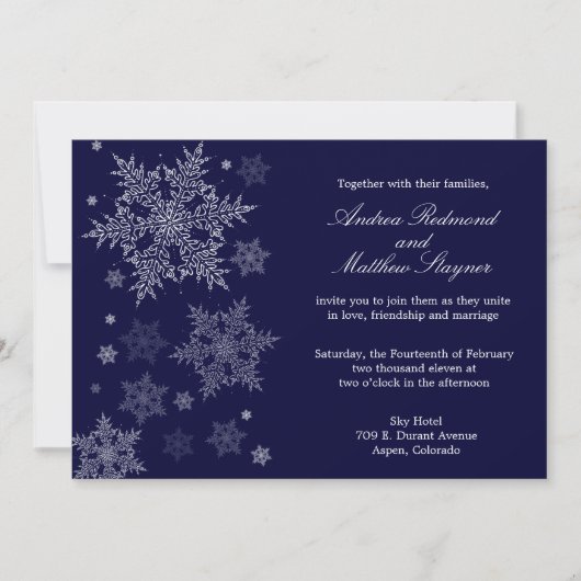Frosty Winter Snowflake Wedding-uitnodiging Kaart (Voorkant)