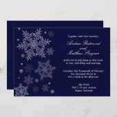 Frosty Winter Snowflake Wedding-uitnodiging Kaart (Voorkant / Achterkant)