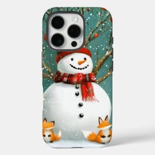 Frosty Winter Whimsical Snowman Fox Wonderland iPhone 16 Pro Hoesje