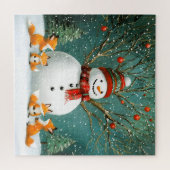 Frosty Winter Whimsical Snowman Fox Wonderland Legpuzzel (Horizontaal)