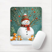 Frosty Winter Whimsical Snowman Fox Wonderland Muismat (Met muis)
