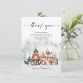 Frosty Winter Woodland Animals Forest Baby shower Bedankkaart (Staand voorkant)