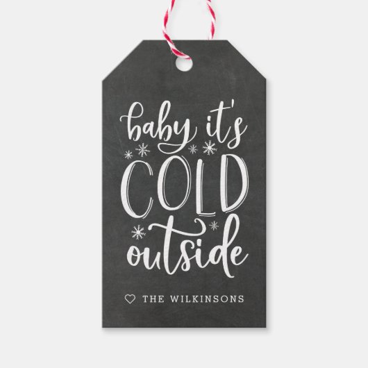 Frosty Wish | Chalkboardfeestdag Cadeaulabel (Voorkant)