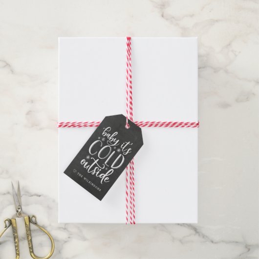 Frosty Wish | Chalkboardfeestdag Cadeaulabel (Met Touw)