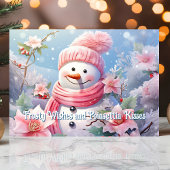 Frosty Wishes en Poinsettia kussen Snowman Feestdagen Kaart