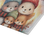 Frosty Woodland Family Merry Christmas Glass Snijplank (Hoek)