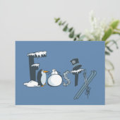 Frosty Word Art Flat Christmas Kaart (Staand voorkant)