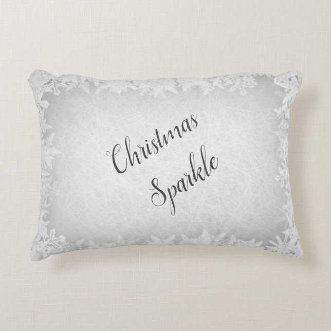 Frosty zilver grijs Kerstmis sparkle Accent Kussen (Voorkant)