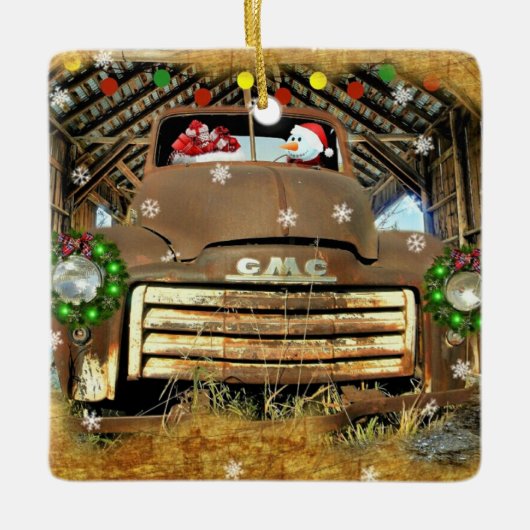 Frosty's  GMC Truck-kerstrun Keramisch Ornament (Voorkant)