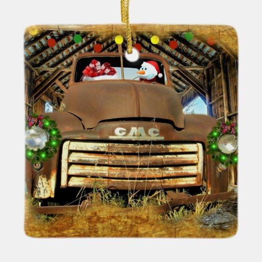 Frosty's  GMC Truck-kerstrun Keramisch Ornament (Voorkant)