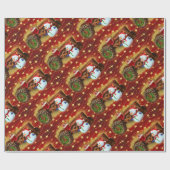 Frosty's  Rode Tractor kerst Cadeaupapier (Vlak)