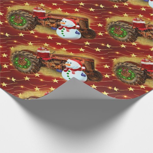 Frosty's Rode Tractor kerst Cadeaupapier (Hoek)