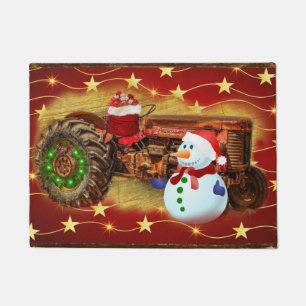 Frosty's Rode Tractor kerst Deurmat
