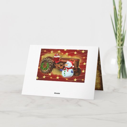 Frosty's Rode Tractor kerst Feestdagen Kaart (Achterkant)