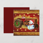 Frosty's Rode Tractor kerst Feestdagenkaart (Voorkant / Achterkant)
