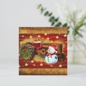 Frosty's Rode Tractor kerst Feestdagenkaart (Staand voorkant)