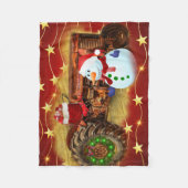 Frosty's  Rode Tractor kerst Fleece Deken (Voorkant)