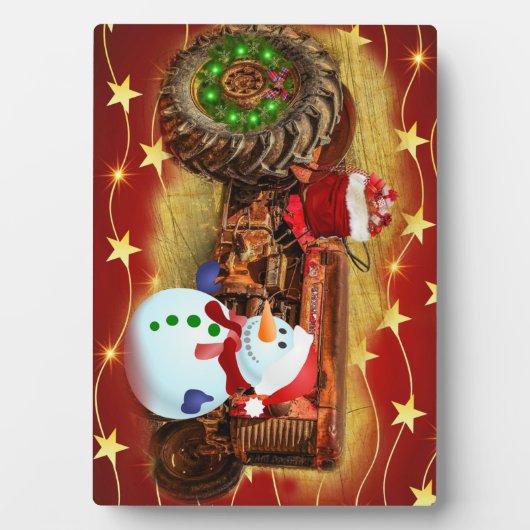 Frosty's Rode Tractor kerst Fotoplaat (voorkant)