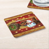 Frosty's  Rode Tractor kerst Kartonnen Onderzetters (Schuin)