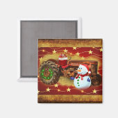 Frosty's Rode Tractor kerst Magneet (Voorkant / Achterkant)