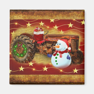 Frosty's Rode Tractor kerst Magneet