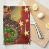 Frosty's  Rode Tractor kerst Theedoek (Quarter Fold)