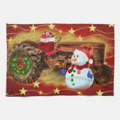 Frosty's  Rode Tractor kerst Theedoek (Horizontaal)