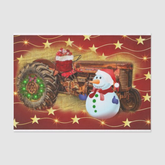 Frosty's  Rode Tractor kerst Tissuepapier (Voorkant)