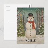 Frosty's Sneeuwscène Gepersonaliseerde Kerstmis Briefkaart (Voorkant / Achterkant)