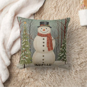 Frosty's Sneeuwscène Gepersonaliseerde Kerstmis Kussen (Deken)