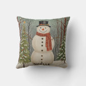 Frosty's Sneeuwscène Gepersonaliseerde Kerstmis Kussen (Achterkant)