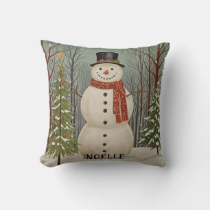 Frosty's Sneeuwscène Gepersonaliseerde Kerstmis Kussen
