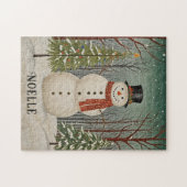 Frosty's Sneeuwscène Gepersonaliseerde Kerstmis Legpuzzel (Horizontaal)