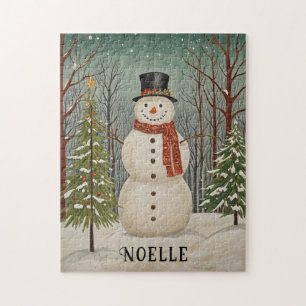 Frosty's Sneeuwscène Gepersonaliseerde Kerstmis Legpuzzel