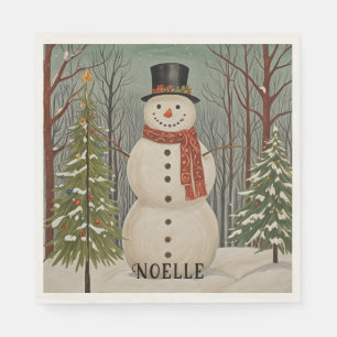Frosty's Sneeuwscène Gepersonaliseerde Kerstmis Servet