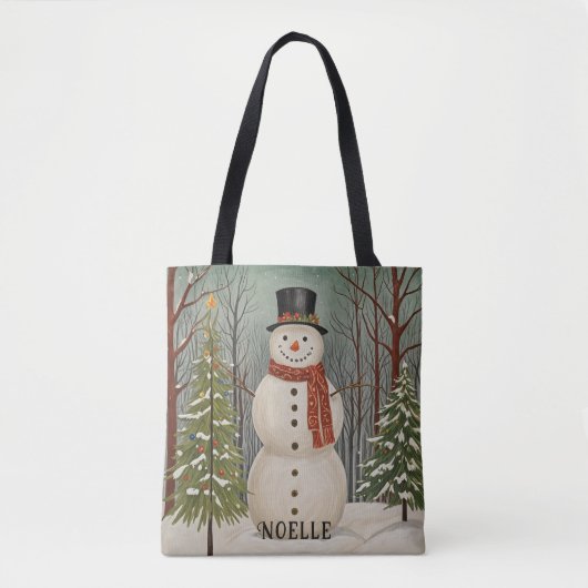 Frosty's Sneeuwscène Gepersonaliseerde Kerstmis Tote Bag (Voorkant)